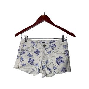NWOT  Paige Women's  White Denim Floral Print  Shorts Size 24